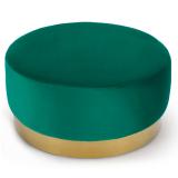 Pouf Rond Daisy Velours Vert Pied Or