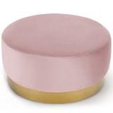 Pouf Rond Daisy Velours Rose Pied Or