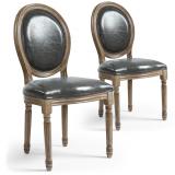 Lot de 2 chaises médaillon Louis XVI Simili (P.U) Gris