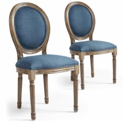 Lot de 2 chaises de style, chaise Louis XVI tissu bleu