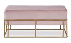 Banquette Tristan Velours Rose Pieds Or