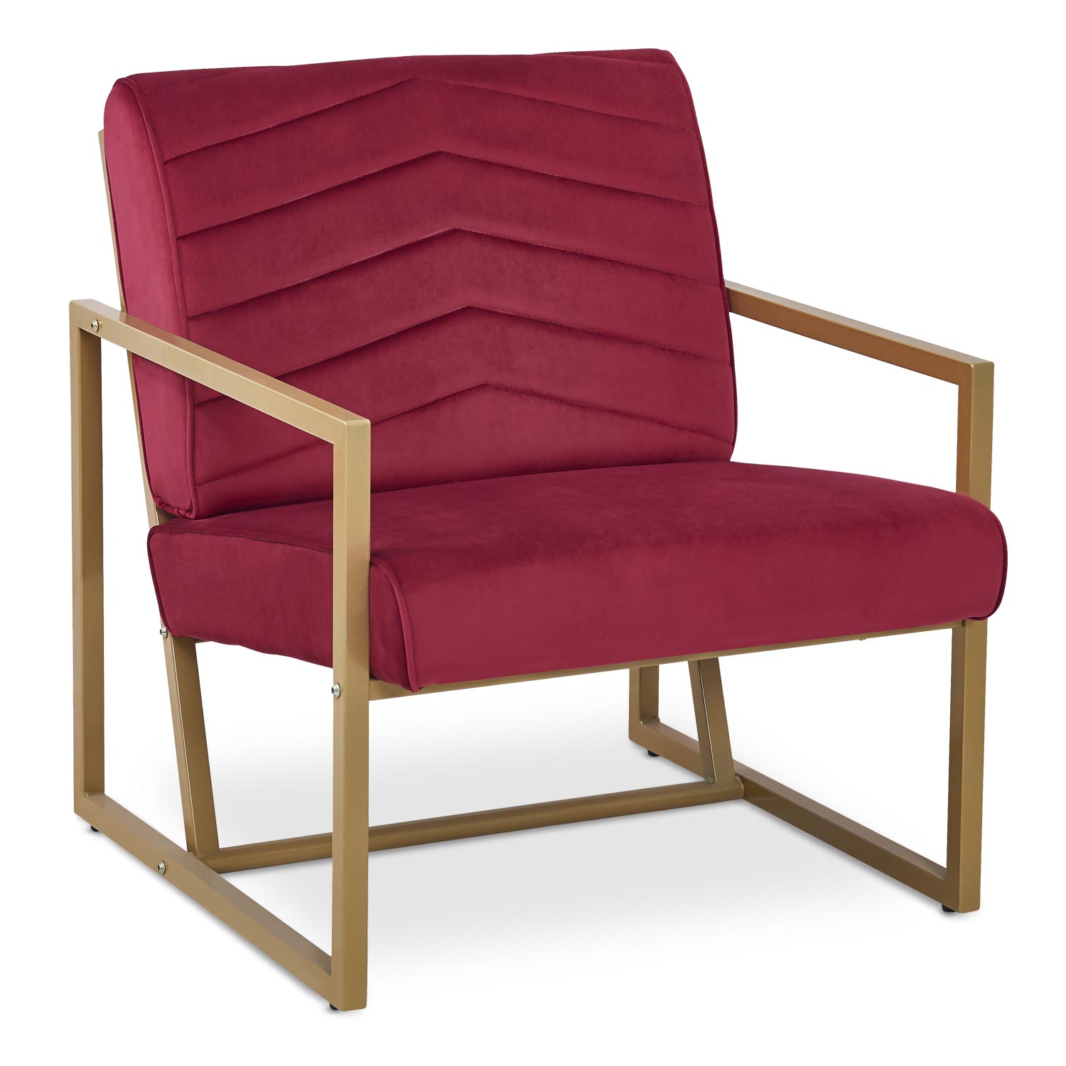 Fauteuil Vidor Velours Rouge pieds Or