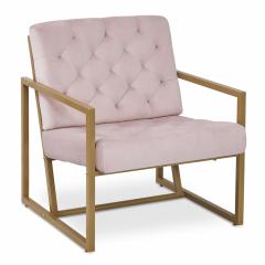 Fauteuil Waco Velours Rose pieds Or