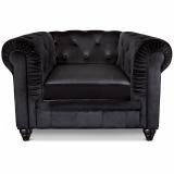 Grand fauteuil Chesterfield velours Noir