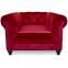 Grand fauteuil Chesterfield velours Rouge