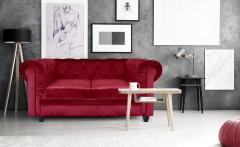 Grand canapé 2 places Chesterfield Velours Rouge