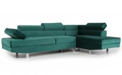 Canapé d'angle avec têtières relevables Alfa Velours Vert