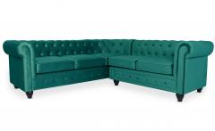 Canapé d'angle capitonné style chesterfield Gustave Velours Vert
