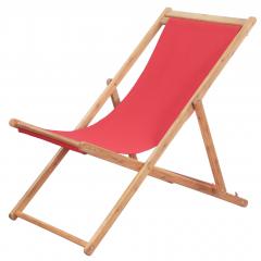 Chaise de jardin Alric Bois chilienne Tissu Rouge