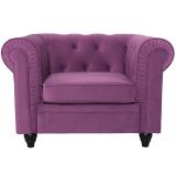 Grand fauteuil Chesterfield velours Violet