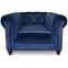 Grand fauteuil Chesterfield Velours Bleu