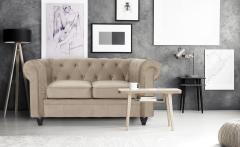 Grand canapé 2 places Chesterfield Velours Taupe