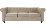 Grand canapé 3 places Chesterfield Velours Taupe