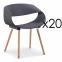 Lot de 20 chaises scandinaves design Zenata Gris