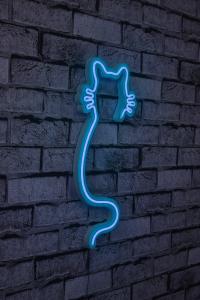 Décoration lumineuse LED chat Lucendi 20,5 x 46,5 cm Néon plastique flexible PVC Bleu