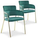 Lot de 2 chaises / fauteuils Ginko Velours Vert