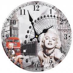 Horloge murale vintage Monroe D30cm Bois Gris