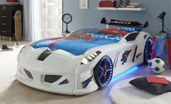Lit voiture de course interactif Speedy blanc Panneau Bois ABS Multicolore