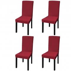 Lot de 4 housses de chaise extensible Gartempe Tissu Bordeaux