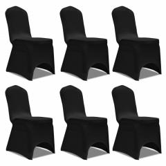 Lot de 6 Housses de chaise extensible Gagny Tissu Noir