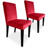 Lot de 2 chaises matelassées Milo Velours Rouge