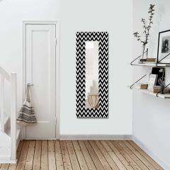 Miroir décoratif rectangulaire Riflesso 40x120cm Motif Zig zag Noir et blanc