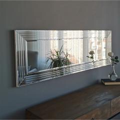 Miroir moderne encadré 120cm Compage Bois Argent