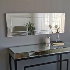 Miroir moderne encadré 120cm Compage Bois Argent