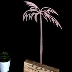 Objet décoratif à poser Approbatio cocotier palmier H35 cm Métal Bronze Socle Bois