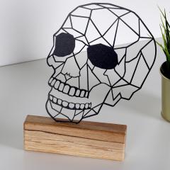 Objet décoratif à poser Approbatio crâne H29 cm Métal Noir Socle Bois