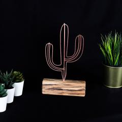 Objet décoratif à poser Approbatio mini cactus Saguaro H24 cm Métal Bronze Socle Bois