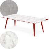 Table basse magnétique rectangulaire 120x60cm Bipolart Métal Rouge avec 2 Tops style Textures