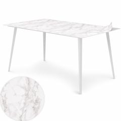 Table magnétique rectangulaire 150x90cm Bipolart Métal Blanc avec 1 Top Effet Marbre