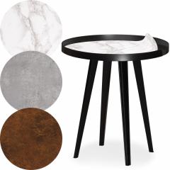 Table d'appoint magnétique ronde à rebord 45cm Bipolart Métal Noir avec 3 Tops style Textures