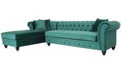 Canapé d'angle capitonné style chesterfield Roosevelt Velours Vert