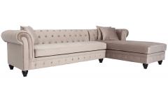 Canapé d'angle capitonné style chesterfield Roosevelt Velours Taupe