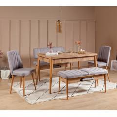 Set table et chaise 5 pièces Extensible Malva Panneau Bois Ocre et Gris Plomb