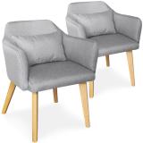 Lot de 2 chaises / fauteuils scandinaves Shaggy Tissu Gris clair
