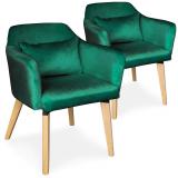 Lot de 2 chaises / fauteuils scandinaves Shaggy Velours Vert