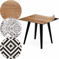 Table d'appoint magnétique carrée 40cm Bipolart Métal Noir avec 3 Tops style Natural