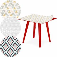 Table d'appoint magnétique carrée 40cm Bipolart Métal Rouge avec 3 Tops style Scandinave