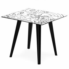 Table d'appoint magnétique carrée 40cm Bipolart Métal Noir avec 3 Tops style Kid