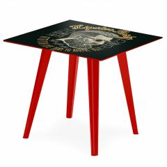 Table d'appoint magnétique carrée 40cm Bipolart Métal Rouge avec 3 Tops style Fun