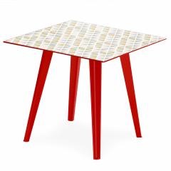 Table d'appoint magnétique carrée 40cm Bipolart Métal Rouge avec 3 Tops style Scandinave