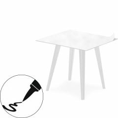 Table d'appoint magnétique carrée 40cm Bipolart Métal Blanc avec 1 Top Tableau blanc effaçable