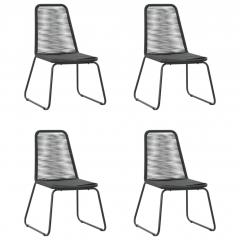 Table + 4 chaises en métal avec plateau en verre Kunas Noir