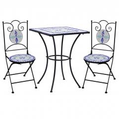 Table carrée + 2 chaises pliables Bibiana Céramique Multicolore