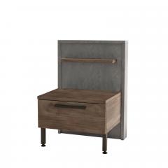 Table de chevet 1 tiroir Ralta style moderne bois foncé et gris