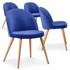 Lot de 4 chaises scandinaves Tartan velours Bleu