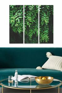 Triptyque tableau décoratif Fabulosus feuilles vertes tombantes Bois Multicolore